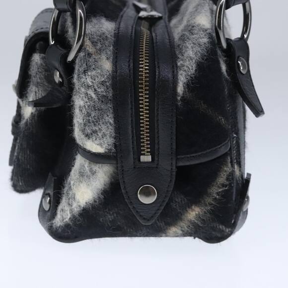 Burberry Nova Check Blue Label Shoulder Bag Wool Leather Black - Picture 4 of 16